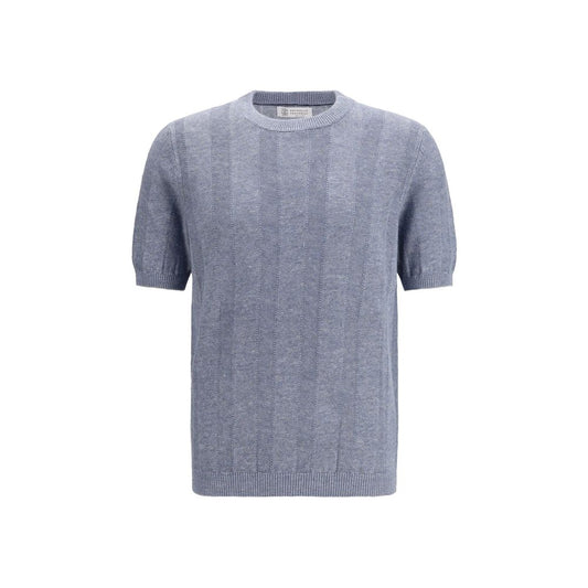 Brunello Cucinelli Blue Linen T-Shirt