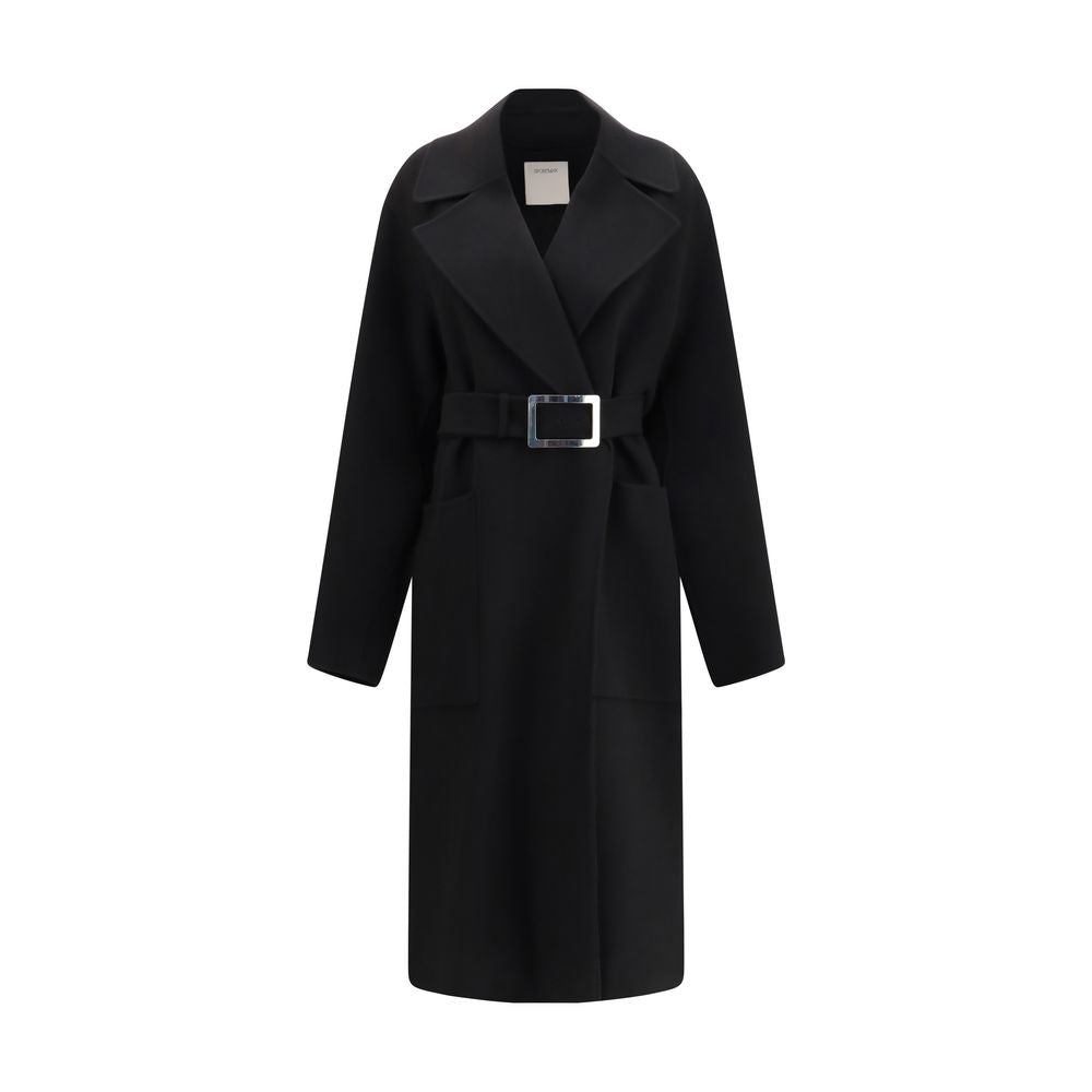 Max Mara Black Fleece Wool Coat