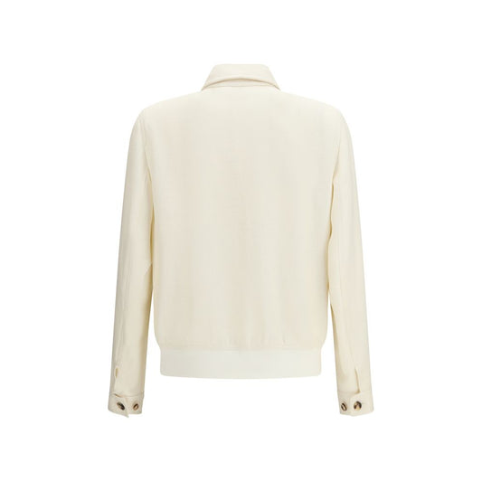 Brunello Cucinelli White Silk Shell Jacket