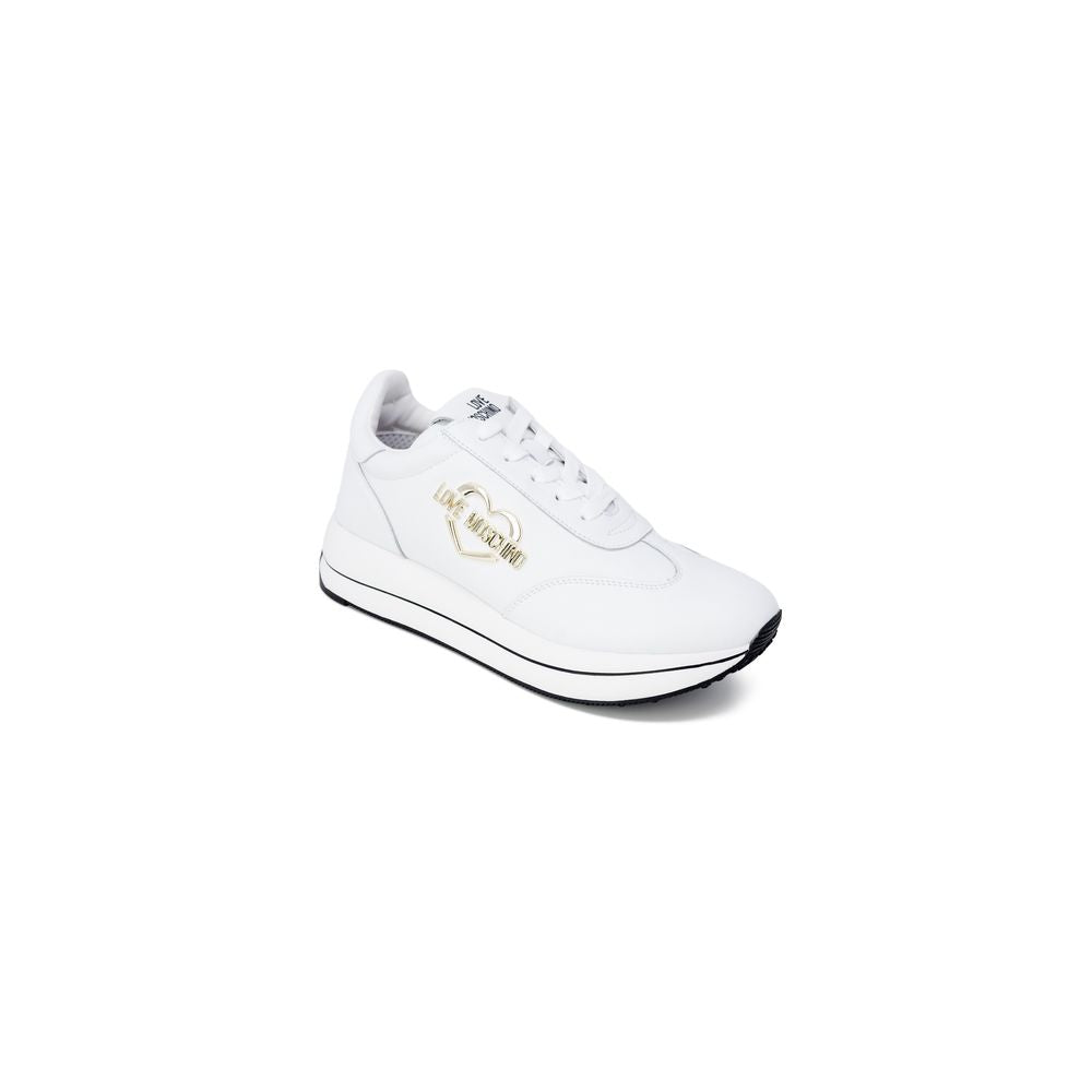 Love Moschino White Leather Low Top Sneakers