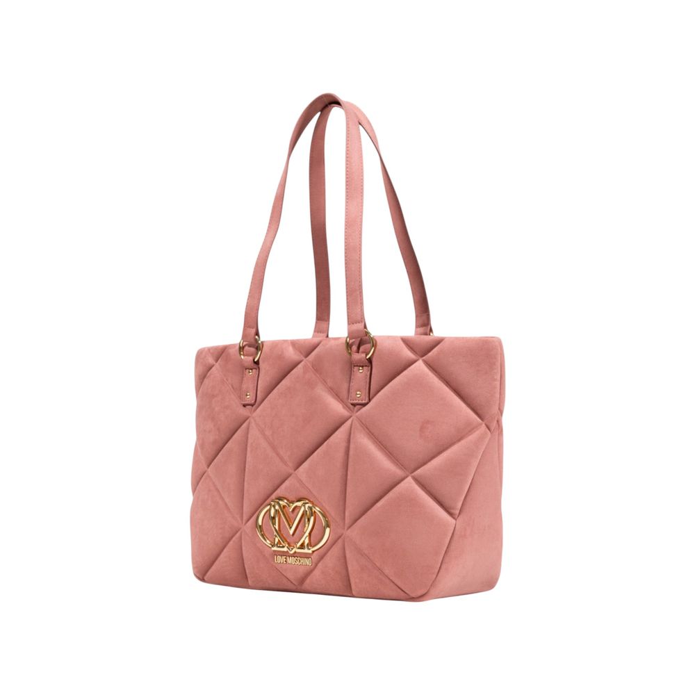 Love Moschino Pink Suede Leather Handbag
