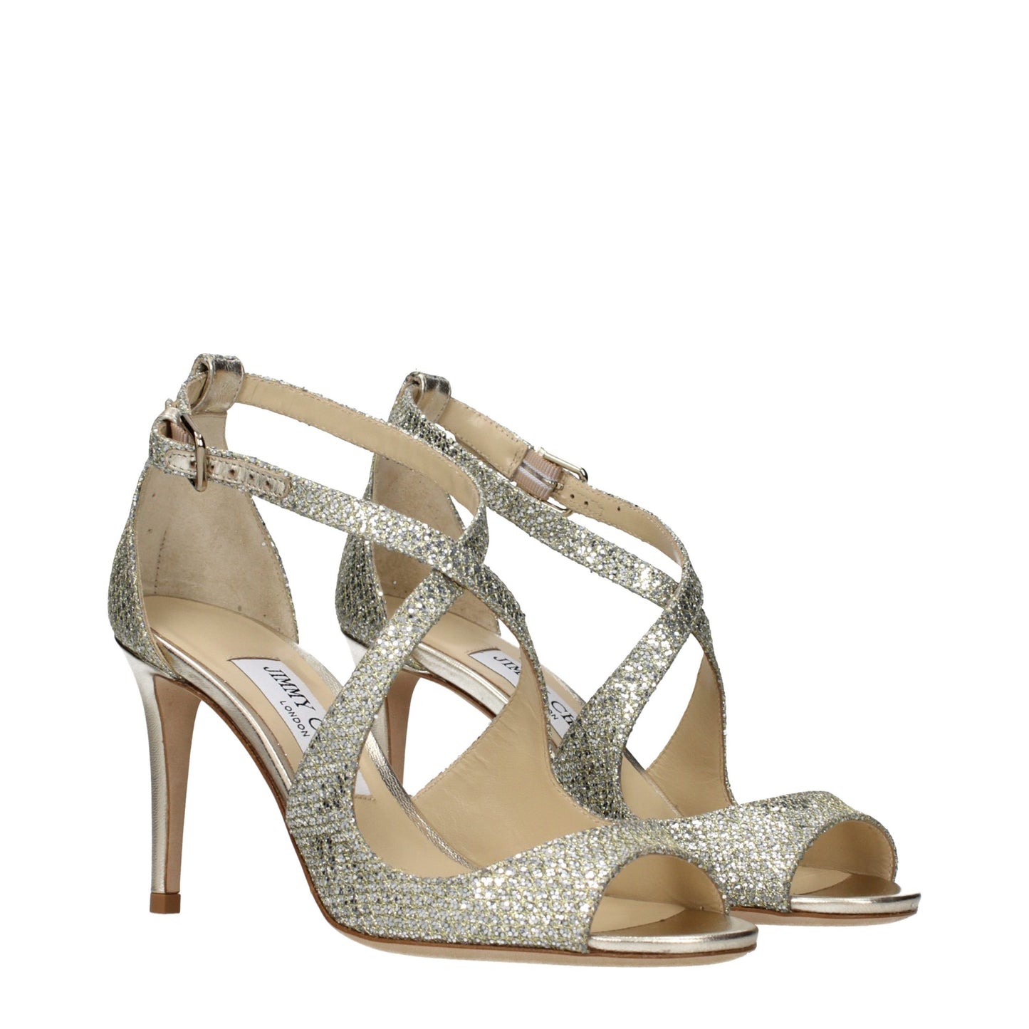 Jimmy Choo Gold Plastic Stiletto Heel Sandals