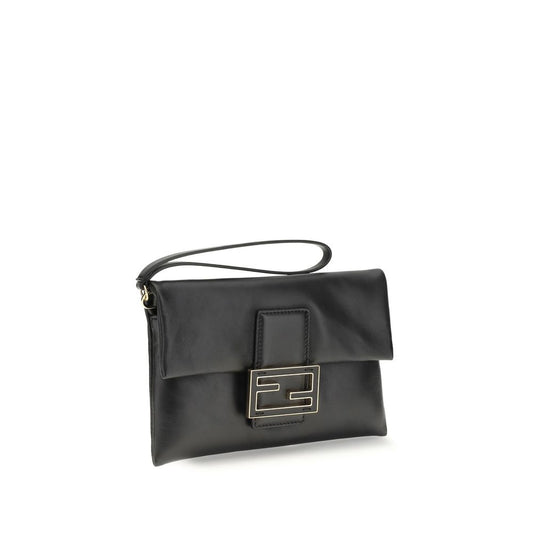 Fendi Black Calf Leather Bos Taurus Clutch Bag