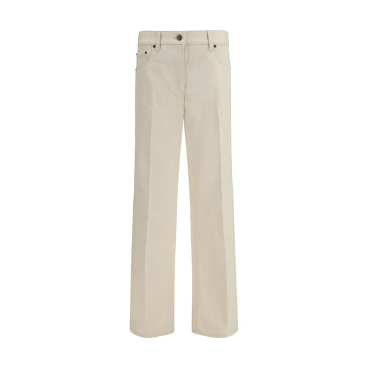 Valentino Beige Cotton Flared Jeans