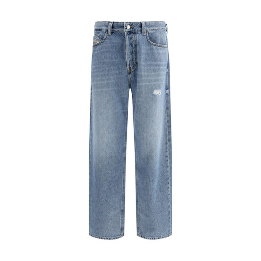 Diesel Blue Cotton Relaxed Fit Jeans