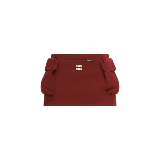 Miu Miu Bordeaux Cotton Mini Skirt