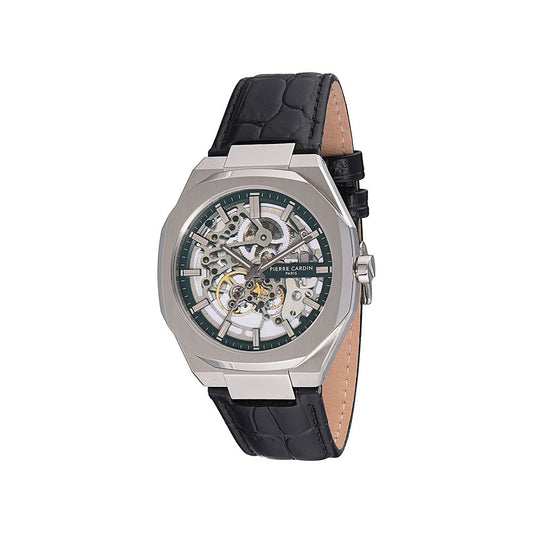 Pierre Cardin Black Leather Bracelet Watch