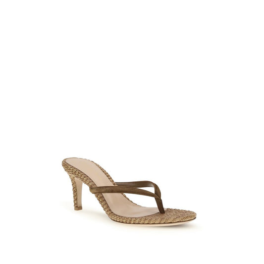 Gianvito Rossi Beige Raffia Stiletto Heel Sandals