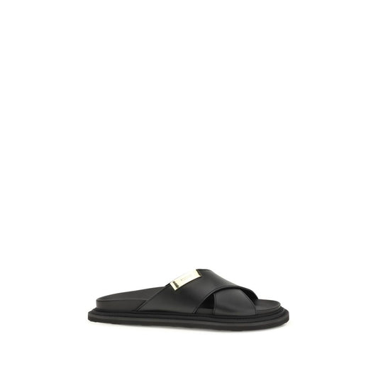 Moschino Black Calf Leather Bos Taurus Sandals