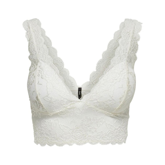 Only White Polyester Bra