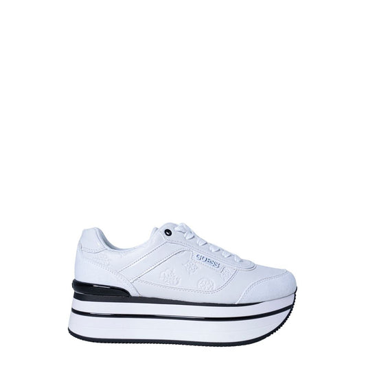 Guess White Polyester Platform Sneakers