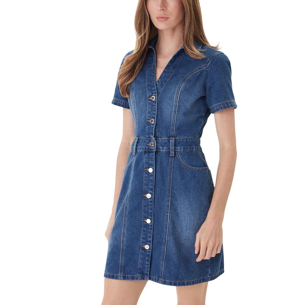 Morgan De Toi Blue Cotton Midi Dress