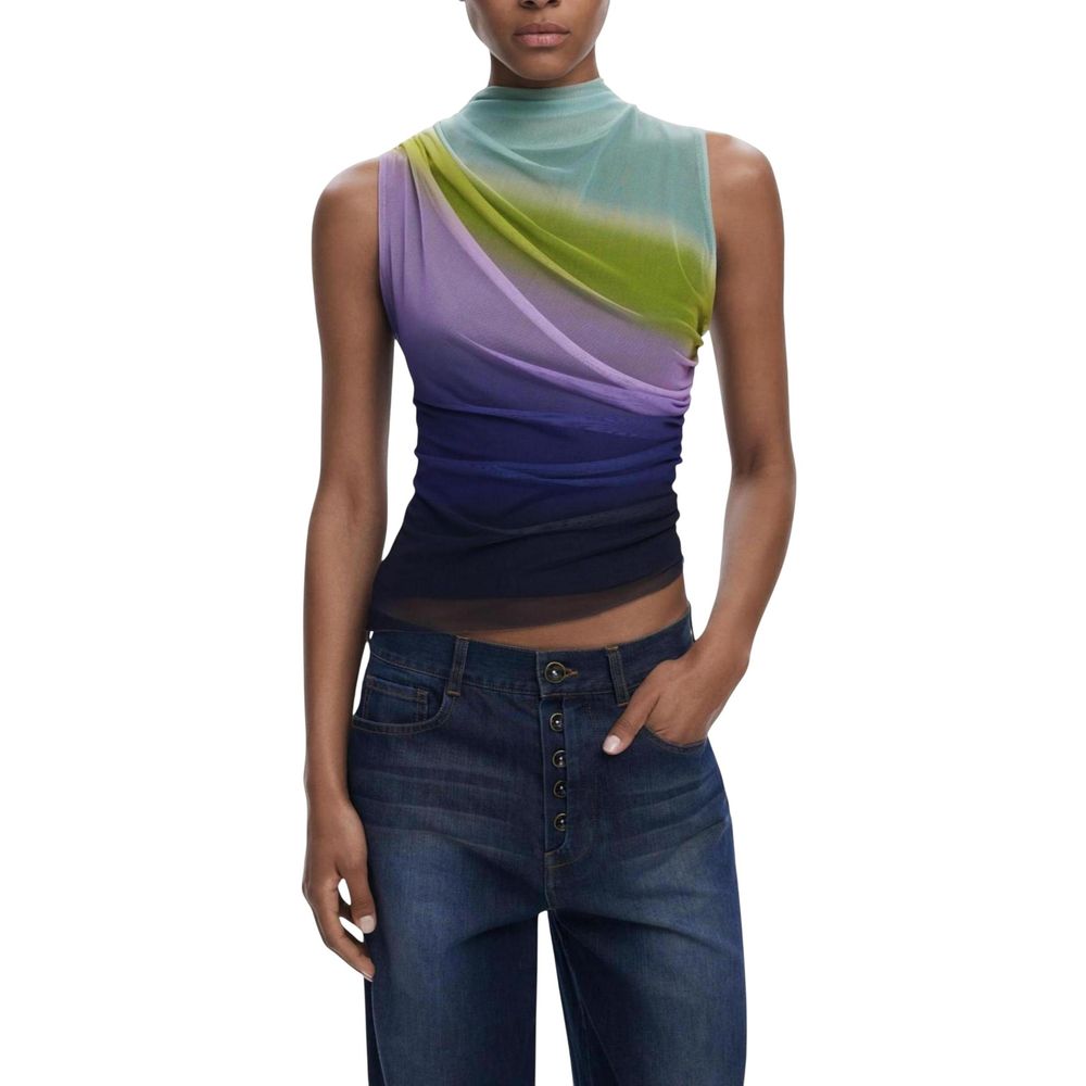 Desigual Purple Polyester Sleeveles T-Shirt