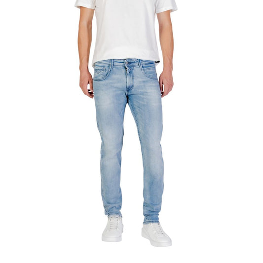 Replay Light Blue Cotton Relaxed Fit Jeans