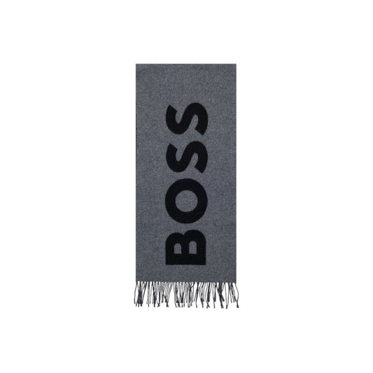 Hugo Boss Gray Wool Scarf
