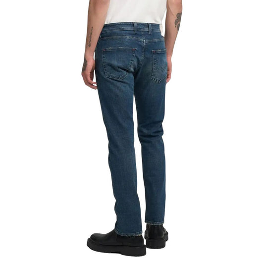 Replay Blue Cotton Relaxed Fit Jeans