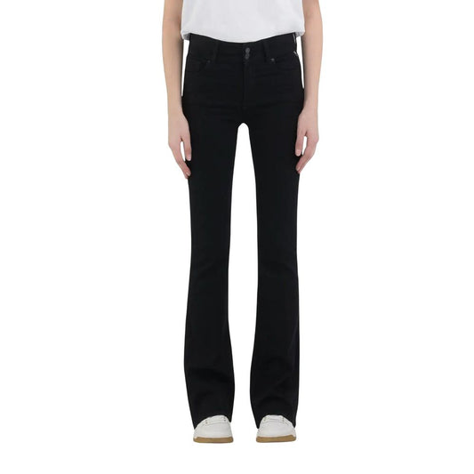 Replay Black Cotton Bootcut Jeans