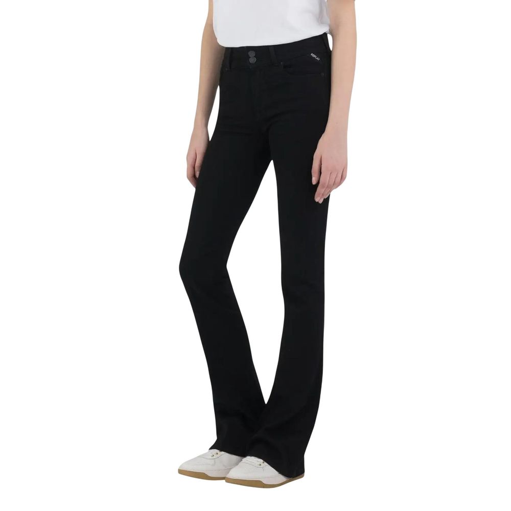 Replay Black Cotton Bootcut Jeans