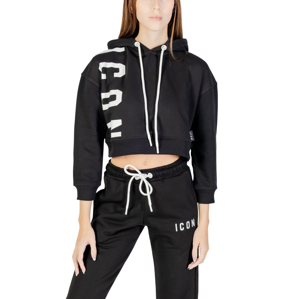 Icon Black Cotton Hoodie