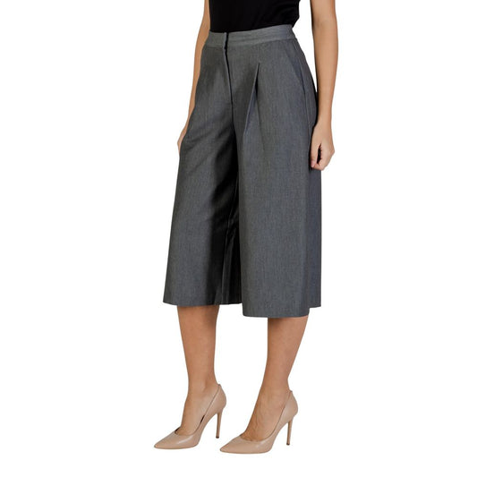 ICHI Gray Polyester Cropped Pants