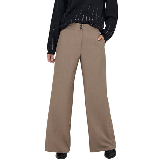 Jacqueline De Yong Brown Polyester Flared Pants