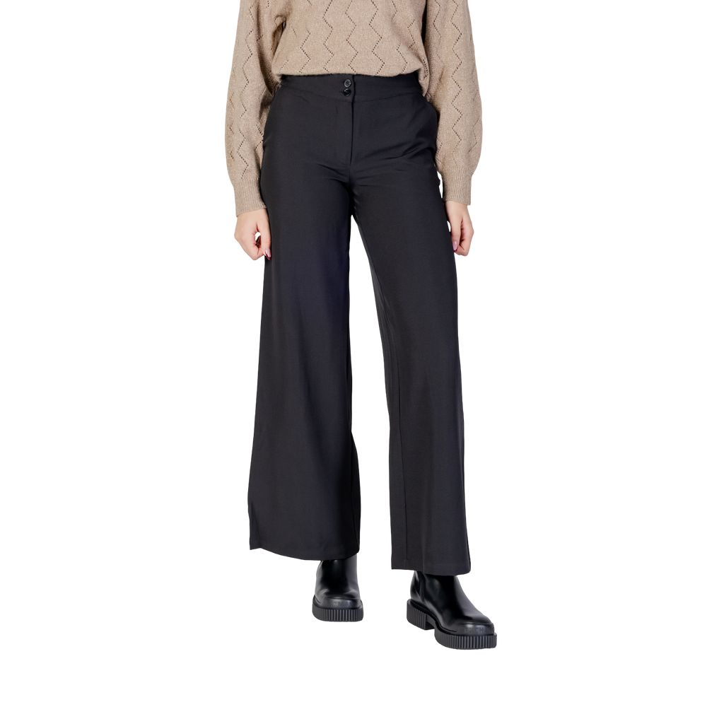 Jacqueline De Yong Black Polyester Flared Pants