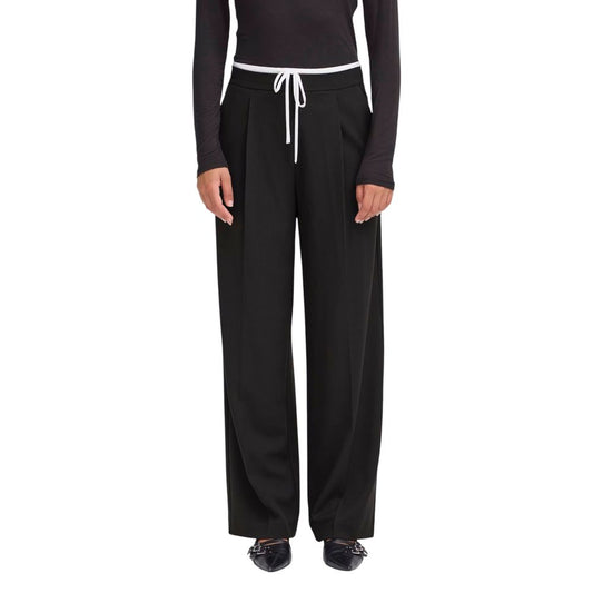 ICHI Black Polyester Pants