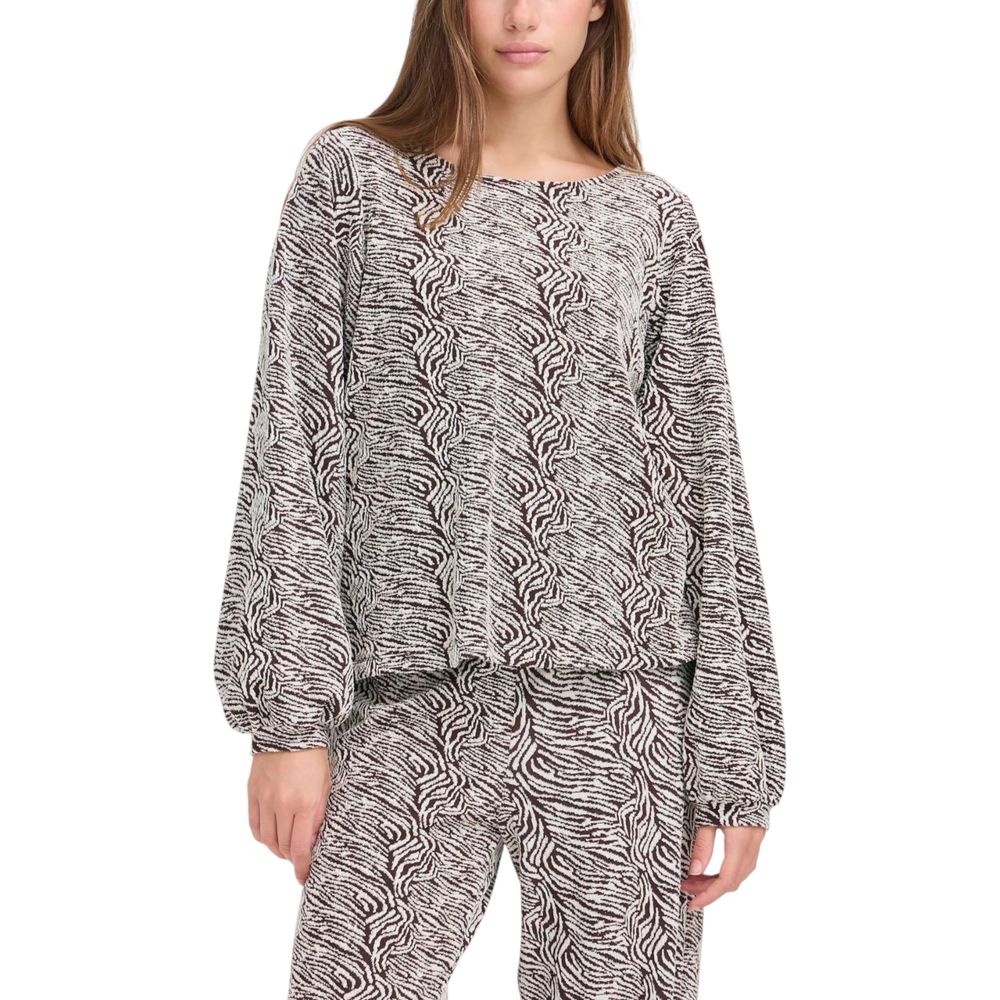 ICHI Brown Polyester Sweatshirt