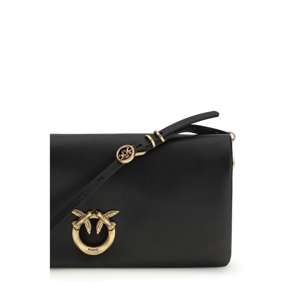 PINKO Black Calf Leather Bos Taurus Clutch Bag