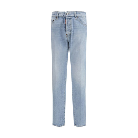 Dsquared² Blue Cotton Straight-Leg Jeans