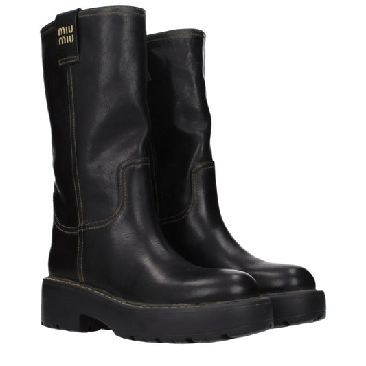 Miu Miu Black Leather Boots