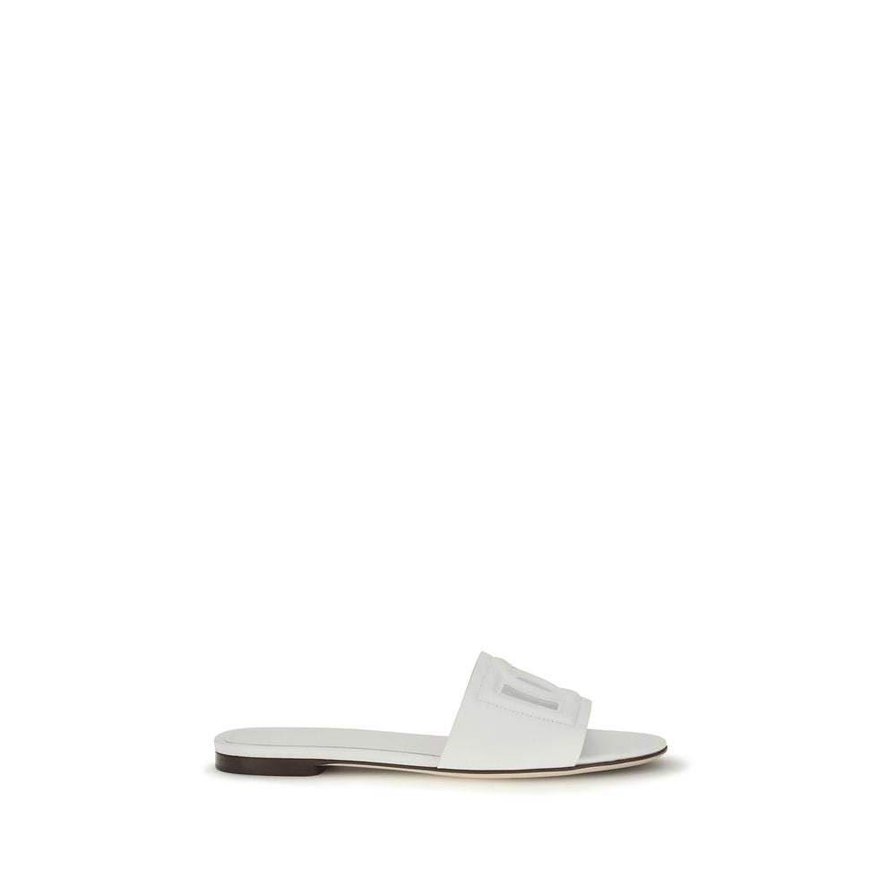 Dolce & Gabbana White Calf Leather Bos Taurus Sandals