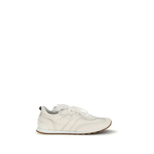 Brunello Cucinelli White Calf Leather Bos Taurus Low Top Sneakers