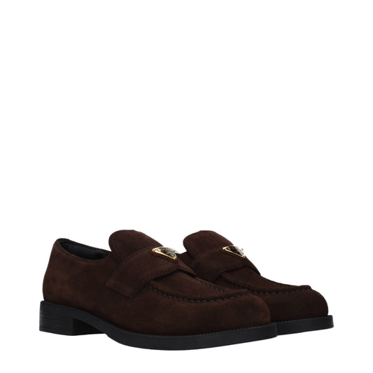 Prada Brown Leather Slip-On Loafers