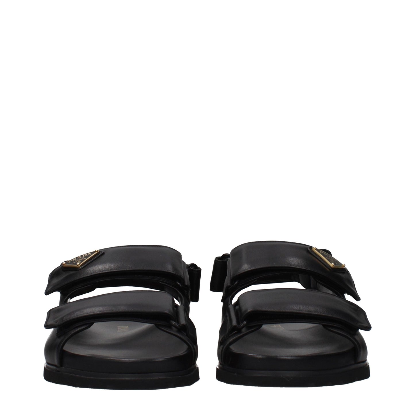 Prada Black Leather Flat Sandals