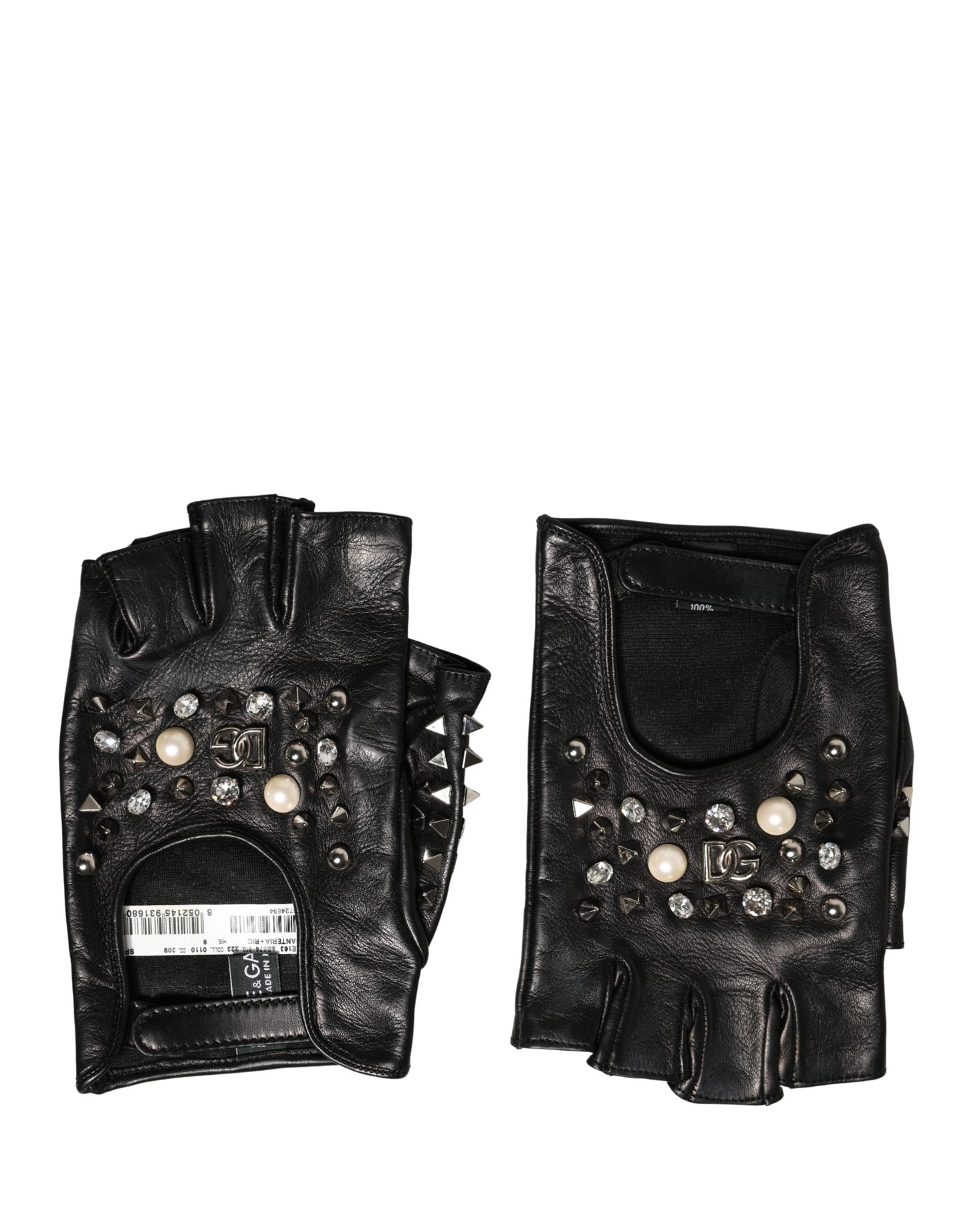 Dolce & Gabbana Black Embellished Wrist Length Mitten Women Gloves