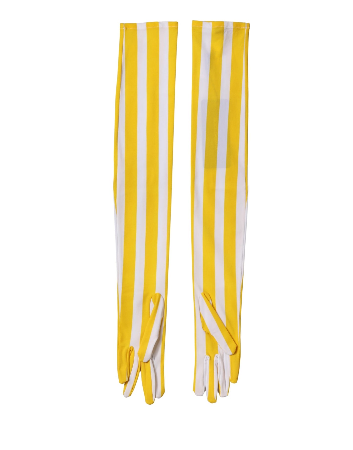 Dolce & Gabbana Yellow White Stripes Nylon Elbow Length Women Gloves