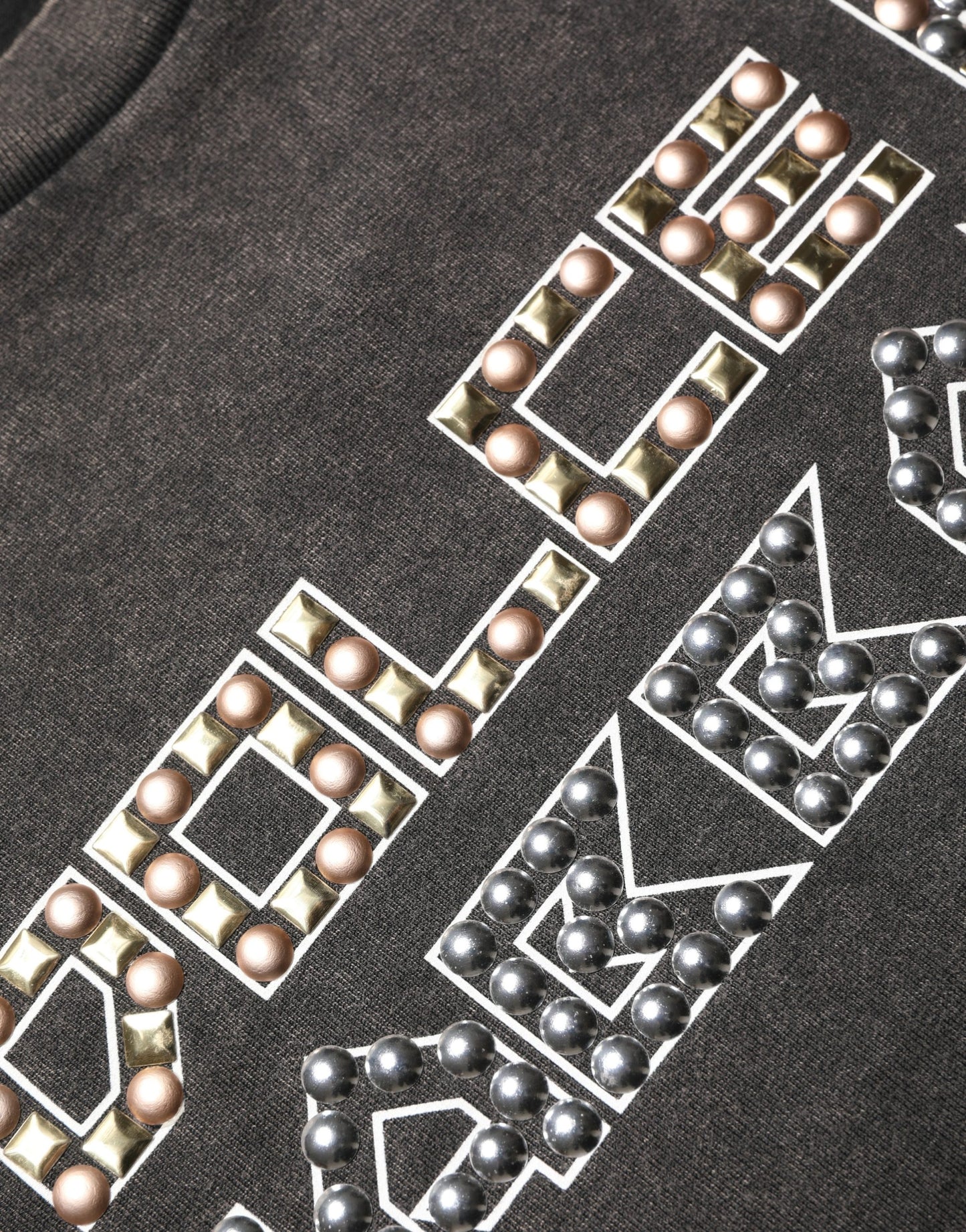 Dolce & Gabbana Gray Logo Embellished Men Crew Neck T-shirt