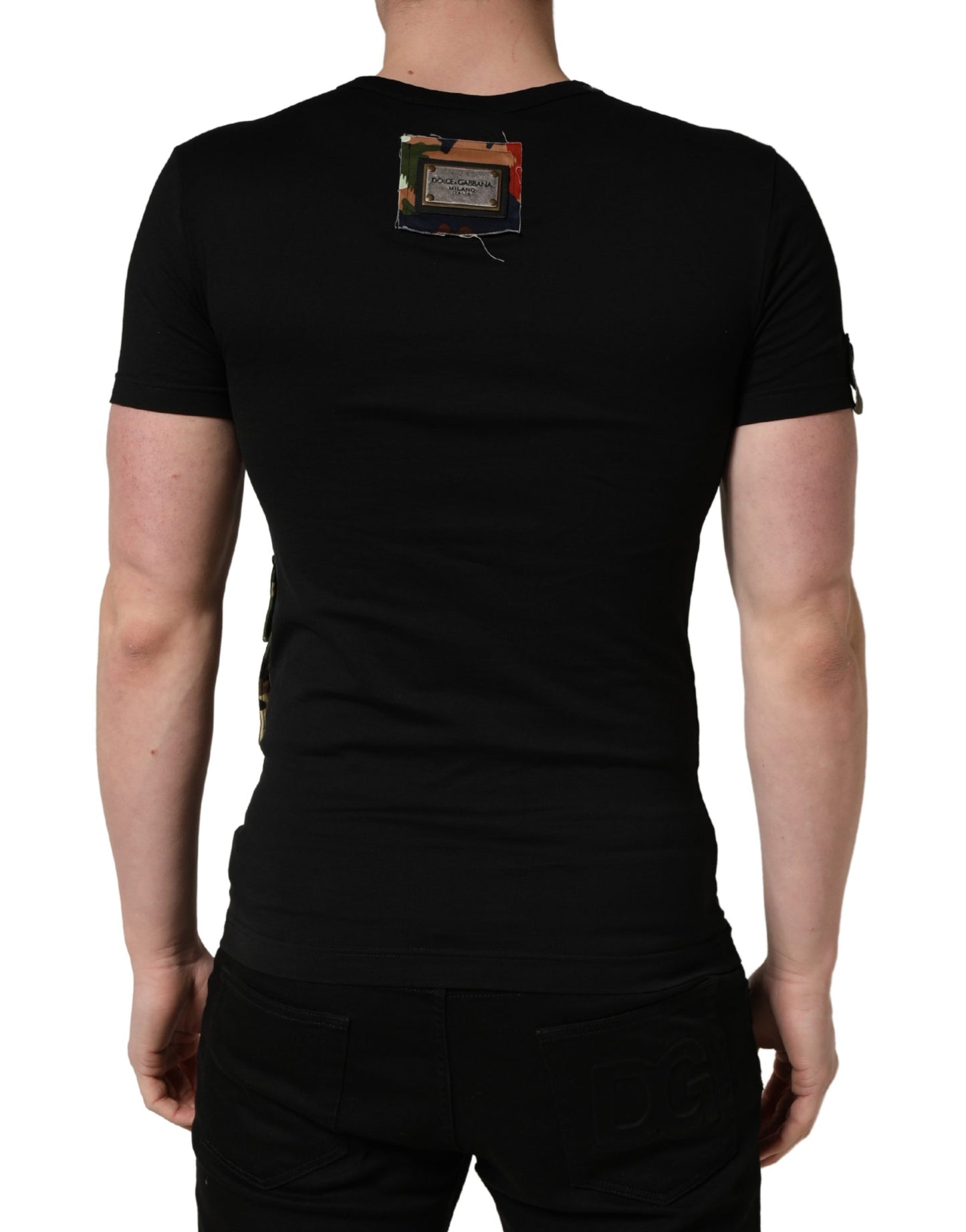 Dolce & Gabbana Black Italians Do It Better Camo Pocket Men T-shirt