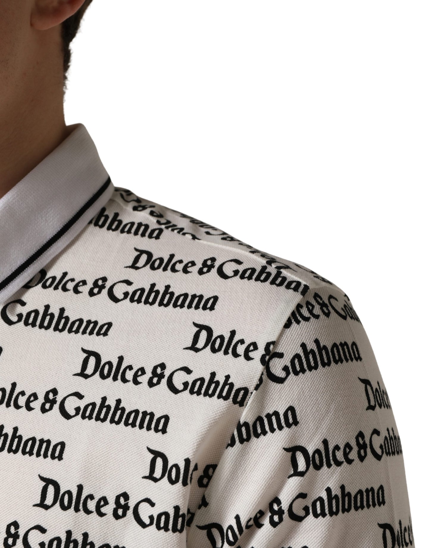 Dolce & Gabbana White Logo Monogram Cotton Men Polo  T-shirt