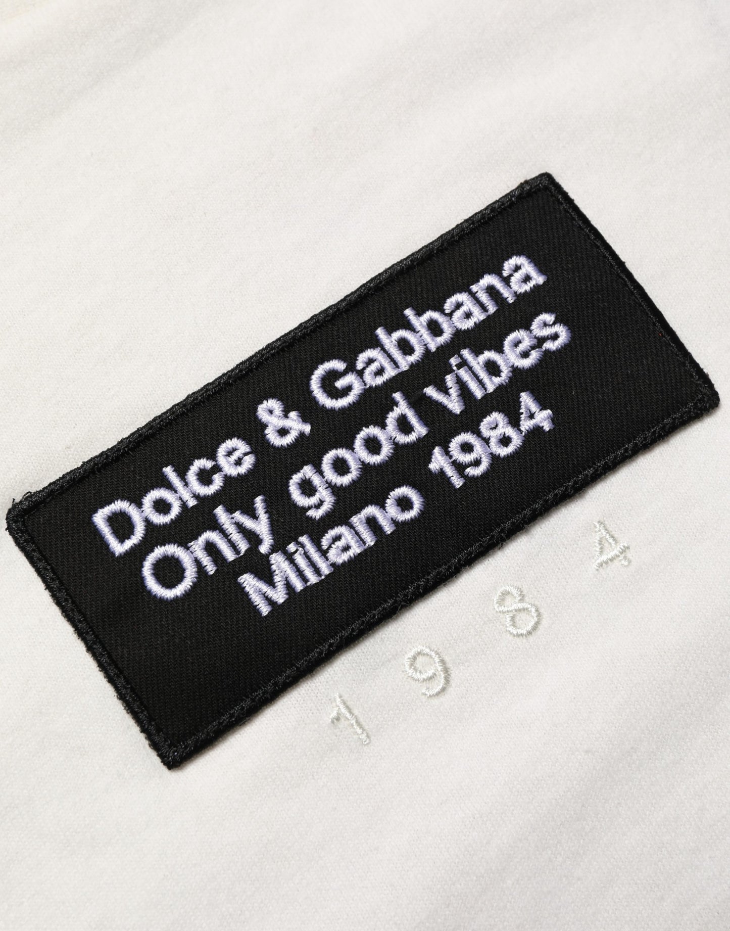 Dolce & Gabbana White Logo Patch Cotton Men Crew Neck  T-shirt