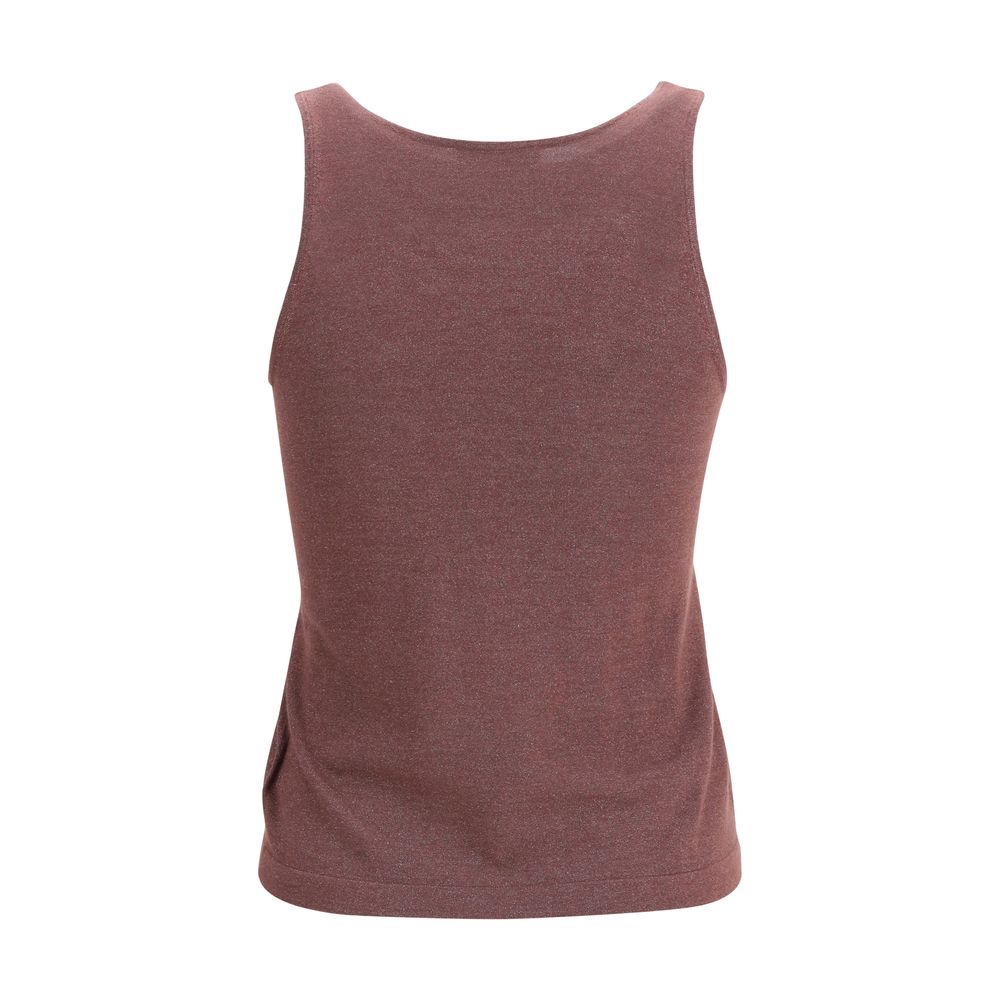 Brunello Cucinelli Bordeaux Cashmere Sleeveles T-Shirt