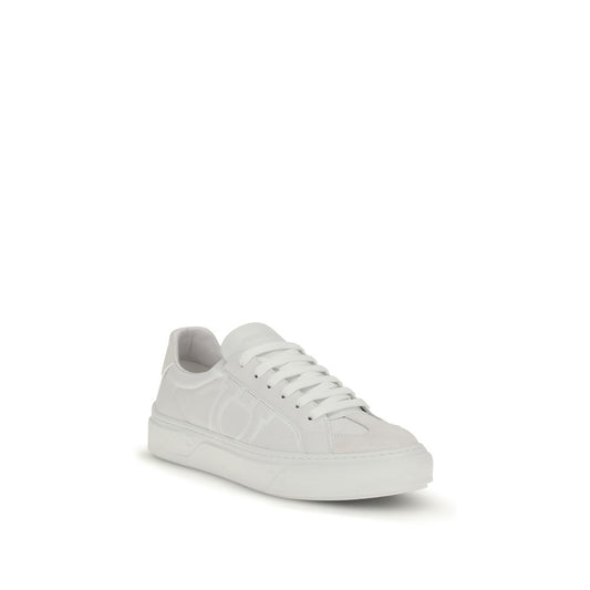 Ferragamo White Calf Leather Bos Taurus Sneakers