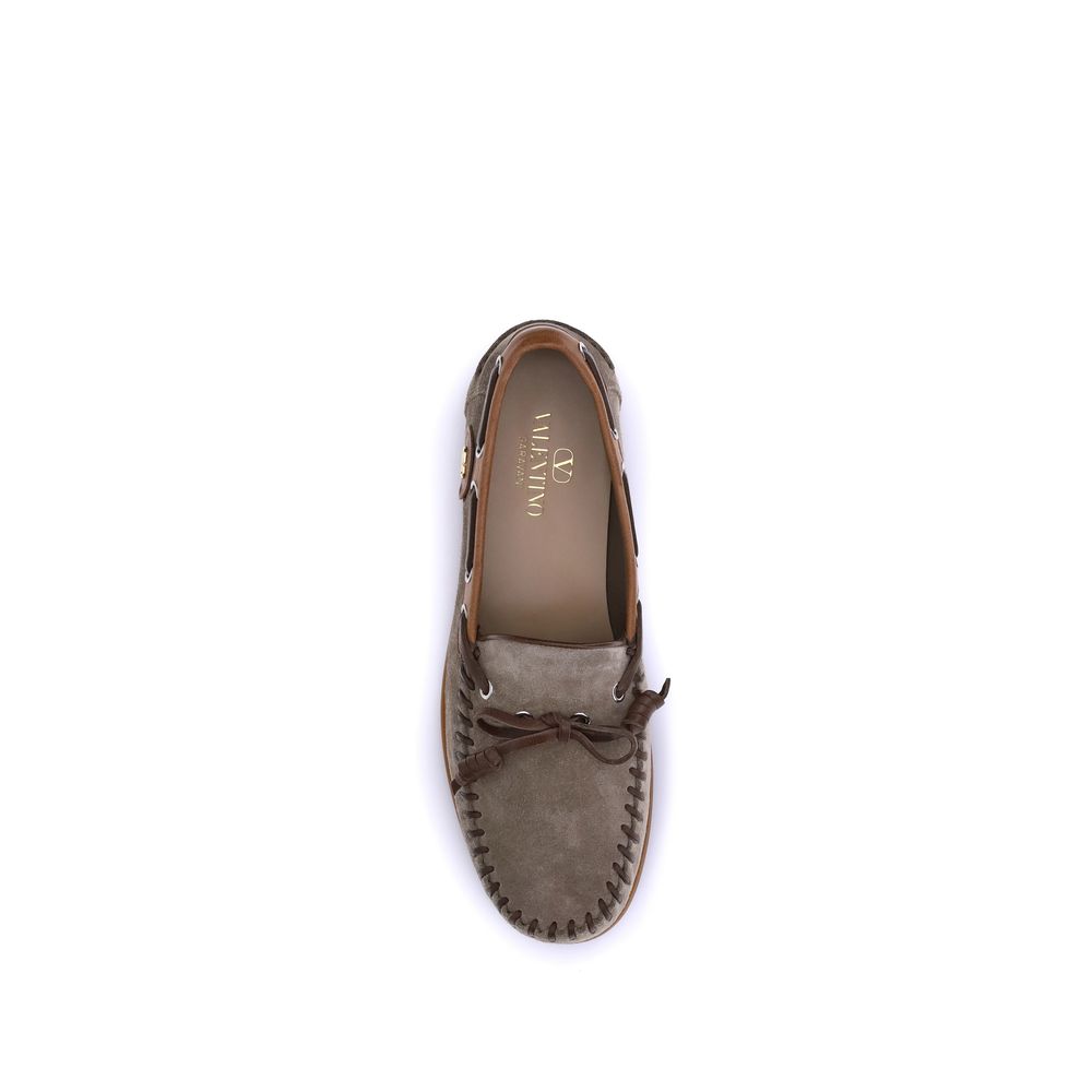 Valentino Garavani Brown Crust Leather Slip-On Loafers