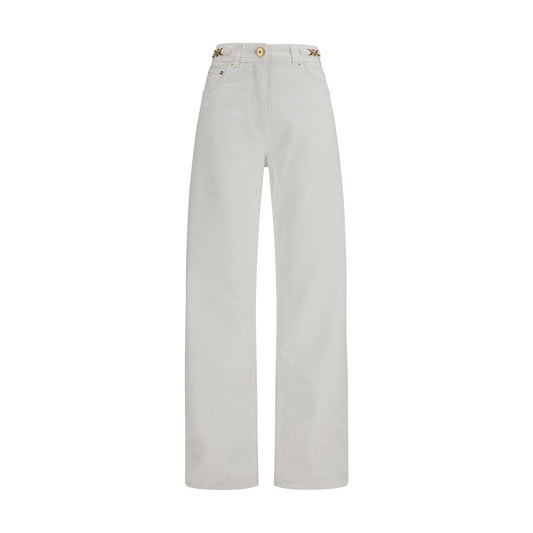 Versace White Cotton Straight-Leg Jeans