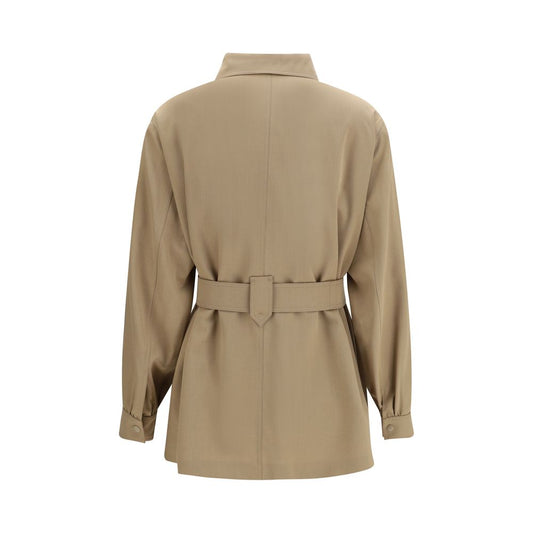 Max Mara Brown Fleece Wool Coat