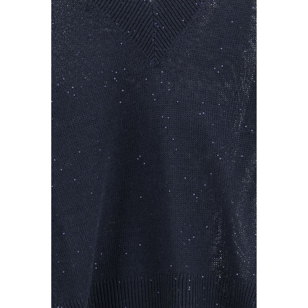 Brunello Cucinelli Blue Linen Sweatshirt