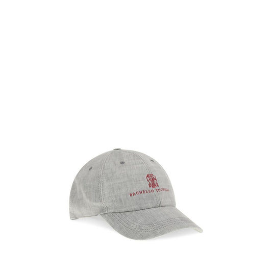 Brunello Cucinelli Gray Linen Cap (Baseball Hat)
