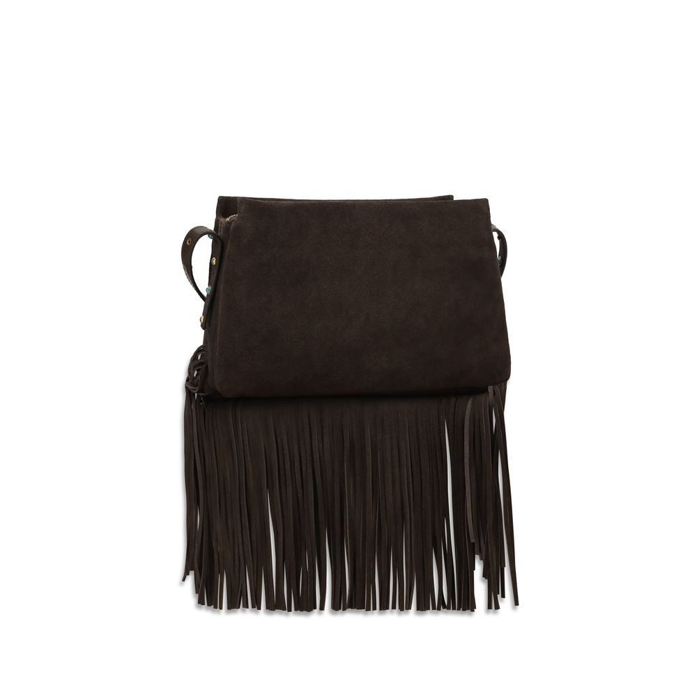 PINKO Brown Calf Leather Bos Taurus Shoulder Bag