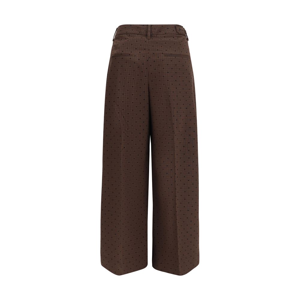 Ganni Brown Elastane Casual Pants